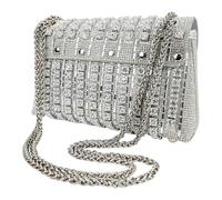 Xasbseulk Glitzernde Strass-Clutch-Geldbörse, glitzernde Abendtasche, luxuriöses Design, tragbare Strass-Clutch-Geldbörse für Frauen, Freundin, Geburtstag, Neujahr, silber, Refer to description