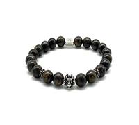 XAVER LUIS Herren Armband mit Löwe aus Edelstahl und Bronzit Steine Edelsteine Cool Edel Naturstein Armbänder Vatertagsgeschenk Geschenk zum Geburtstag Lion Bracelet