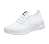 Xbemkste Damen Schuhe Schnürschuh Laufschuh Casual Max Dämpfung Walking Tennis leichte Schuhe Damen Sneaker Atmungsaktive Sommerschuhe (White, 37.5)