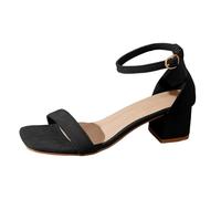 Xbemkste Sandalen Damen Transparente Chunky Absatz Pantoletten mit Perlen Sandaletten Elegant Kleid Schuhe Sommer Kristall Sandaletten für Party,Hochzeit (35.5)