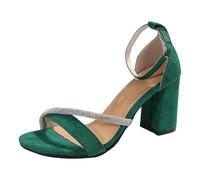 Xbemkste Sandaletten Damen mit Blockabsatz Elegant Pumps Sommer High Heels Riemchensandalen Open Toe Schnalle Sandalen mit Absatz Party Hochzeit Sandalen (Green, 37)