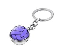 XBHGSY schlüsselanhänger anhänger 2 Stück Volleyball Edelstein doppelseitige Glaskugel tragbarer Rucksack Anhänger Schlüsselanhänger Schmuckanhänger lila