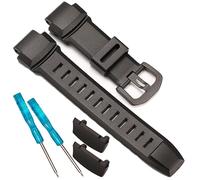XBHSW 18 mm Harz Armband kompatibel mit Casio Pro Trek Prg260, Prg550, Prw3500 Uhrenarmband Wasserdichtes Silikon Armband Zubehör (Schwarz)