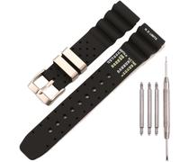 XBHSW 20mm Silikon Uhrband kompatibel mit Citizen Hyper Aqualand Duplex Promaster BN0151-09L BN0151-17L Taucher Uhrband (Black band Steel buckle)