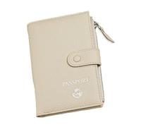 xbiez Funktionelle Reisepasshülle für Reisen und den täglichen Gebrauch, PU-Leder, Kartenetui, Münzbörse und mehrere Fächer, leichtes Reisezubehör, beige, Mass Beauty