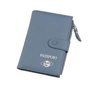 xbiez Funktionelle Reisepasshülle für Reisen und den täglichen Gebrauch, PU-Leder, Kartenetui, Münzbörse und mehrere Fächer, leichtes Reisezubehör, blau, Mass Beauty