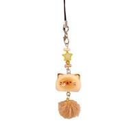 xbiez Niedliches Katzen-Schlüsselband, Handschlaufe, Handy-Schlüsselband, Cartoon-Handyanhänger, Harz-Textur, für Taschen, Handys und Schlüssel, Harz