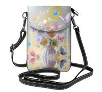 XBKGOHA Kleine Handy-Geldbörse, 19,3 x 12,4 cm, Fantasy-Schmetterlings-Blumendruck, Leder, Crossbody-Klappe, Handytasche für Damen, perfekt für Spaziergänge, Camping