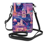 XBKGOHA Kleine Handy-Geldbörse, 19,3 x 12,4 cm, Las Vegas Night City, bedruckt, Leder, Crossbody-Klappe, Handytasche für Damen, perfekt für Spaziergänge, Camping