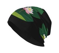 XBKGOHA Koala Sleeping on Lotus Printing Strickmütze für Erwachsene, modisch, weich, bequem und atmungsaktiv, Schwarz