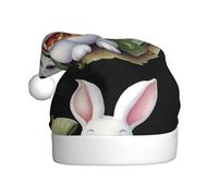 XBKGOHA Lotusblatt-Regenschirm, kleiner weißer Hase, bedruckt, Weihnachtsmütze für Erwachsene, hochwertiges Accessoire, weich, leicht und flauschig