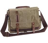 Xcase Canvas Laptoptasche: Geräumige Canvas-Retro-Umhängetasche für Notebooks bis 33 cm/13", Oliv (Herrentasche, Aktentasche, Dokumentenmappe)