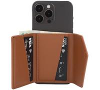 Xcase RFID Geldbörsen: Kartenhalter & Geldbörse für iPhone, MagSafe-komp., 4 Karten, braun (RFID-Blocker Kartenhalter, Slim Wallet für iPhone mit MagSafe)