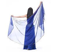 XChangeFun Halbkreis Chiffon Hand Schal Bauchtanz Kostüm Outfit Hüfte Schal Pailletten Trim Gold Schals Schleier, Dunkelblau, 98.43 x 47.24 inch (250cm*120cm)