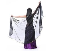 XChangeFun Halbkreis Chiffon Hand Schal Bauchtanz Kostüm Outfit Hüfte Schal Pailletten Trim Gold Schals Schleier, Schwarz, 98.43 x 47.24 inch (250cm*120cm)