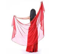 XChangeFun Halbkreis Chiffon Hand Schal Bauchtanz Kostüm Outfit Hüfte Schal Pailletten Trim Gold Schals Schleier, Rot/Ausflug, einfarbig (Getaway Solids), 98.43 x 47.24 inch (250cm*120cm)