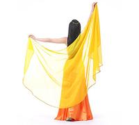 XChangeFun Halbkreis Chiffon Hand Schal Bauchtanz Kostüm Outfit Hüfte Schal Pailletten Trim Gold Schals Schleier, gelb, 98.43 x 47.24 inch (250cm*120cm)