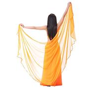 XChangeFun Halbrunder Chiffon-Handschal, Bauchtanz-Kostüm, Outfit, Hüftschal, Paillettenbesatz, goldfarbene Schals, Schleier, Neon-Orange, 98.43 x 47.24 inch (250cm*120cm)