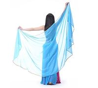 XChangeFun Halbrunder Chiffon-Handschal, Bauchtanz-Kostüm, Outfit, Hüftschal, Paillettenbesatz, goldfarbene Schals, Schleier, Seeblau, 98.43 x 47.24 inch (250cm*120cm)