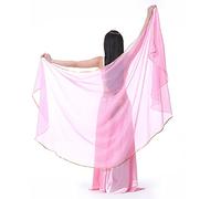 XChangeFun Halbrunder Chiffon-Handschal, Bauchtanz-Kostüm, Outfit, Hüftschal, Paillettenbesatz, goldfarbene Schals, Schleier, Pink, 98.43 x 47.24 inch (250cm*120cm)