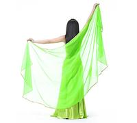 XChangeFun Halbrunder Chiffon-Handschal, Bauchtanz-Kostüm, Outfit, Hüftschal, Paillettenbesatz, goldfarbene Schals, Schleier, Hellgrün, 98.43 x 47.24 inch (250cm*120cm)