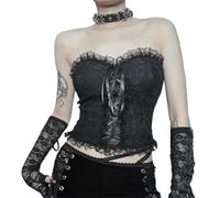 XCJIKUKE Damen Gothic Crop Top Gothic Grunge Spitze Tank Tops Punk Y2k Cami Alt Shirts Streetwear Casual Camisole, Schwarz 6, Mittel