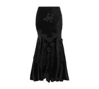 XCJIKUKE Damen Gothic Faltenrock, Steampunk, hohe Taille, lang, Maxi-Röcke, Abendparty, Schwarz 2, Klein