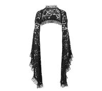 XCJIKUKE Damen Gothic Shrug Gothic Spitze Cardigan Mesh Glockenärmel Schal Y2k Crop Top Punk Shirt, Schwarz 7, Small