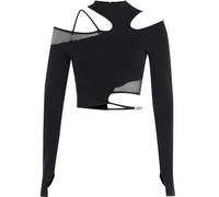 XCJIKUKE Damen Gothic T-Shirt Goth Crop Top Y2k Streetwear Langarm Tops Rave Shirts, Schwarz 2, Klein