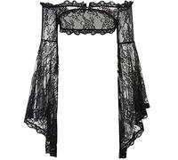 XCJIKUKE Damen Gothic Tops Punk Cover Ups Mesh Crop Top See Through Sexy Langarm Bluse Y2k Black Rave Outfit Festival, Damen-Gothic-Top aus Spitze, durchscheinend, Emo, Klein