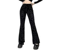 XCJIKUKE Gothic-Hose mit Glockenunterteil für Damen, Gothic, Grunge, hohe Taille, ausgestellte Leggings, Boho, Hippie-Festival-Outfits, Schwarz, Schwarz 2, M