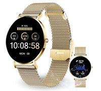 XCOAST Damen Smartwatch SIONA 2 Classic Gold 6.9mm flach AMOLED Display kompatibel mit iOS Android Fitness Tracker Blutsauerstoff Herzfrequenz Blutdruck wasserfest
