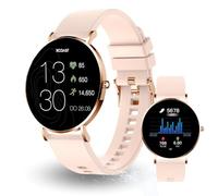 XCOAST SIONA 2 Damen Smartwatch Rosa - Sportliche Fitnessuhr mit AMOLED Display, Silikonarmband, 21+ Sportmodi, Herzfrequenz, Blutdruck, wasserdicht IP68, 7 Tage Akku, Android & iOS