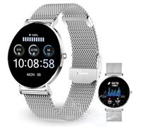 XCOAST SIONA 2 Damen Smartwatch Silber - Feines Mesharmband, AMOLED Display, Fitnessuhr mit Herzfrequenz, Blutdruck & SPO₂, 21+ Sportmodi, IP68 wasserdicht, 7 Tage Akku, Android & iOS