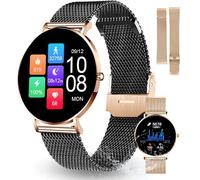 XCOAST SIONA 2: Elegante Damen Smartwatch, Ultra-flach, wasserdicht (IP68), Herzfrequenz, 21 Sportarten, 7 Tage Akku. Gratis Roségold-Mesh Ersatzarmband.