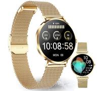 XCOAST SIONA 2 NANO sehr kleine Damen Smartwatch Gold - Frauen Smartwatch, 37*6,9mm, ultrascharfes Amoled Display, iOS&Android, Wasserdicht, flach, Puls, Blutdruck, Blutsauerstoff, Sport, 7 Tage Akku