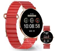 XCOAST SIONA 2 Wave Rot Smartwatch, 1,3" AMOLED, Wasserdicht, Puls, Blutdruck, Blutsauerstoff, 21 Sportmodi, 7 Tage Akku, iOS & Android, Wellenoptik (Red)