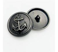 XDMING 10 Stück 15/20/25 mm Vintage-Anker-Design, Kleidung, Nähen, Knöpfe, Schwarz, Silber, Gold, Metall, Jackenknöpfe, 20 mm, modische Hemdknöpfe