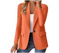 xejuoei Damen Jacke übergang, Elegant Langarm Einfarbig Mantel Jacke Revers Geschäft Büro Anzugjacke Lang Mit Tasche Sakko Anzug Business Longblazer Frühling Sommer Herbst Trenchcoat