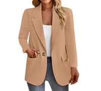 xejuoei Kostüm Damen Elegant, Elegant Langarm Einfarbig Mantel Jacke Revers Geschäft Büro Anzugjacke Lang Mit Tasche Sakko Anzug Business Longblazer Frühling Sommer Herbst Trenchcoat