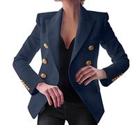 xejuoei Strickjacke Damen Sommer, Elegant Langarm Einfarbig Mantel Jacke Revers Geschäft Büro Anzugjacke Lang Mit Tasche Sakko Anzug Business Longblazer Frühling Sommer Herbst Trenchcoat
