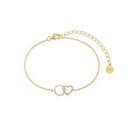 Xenox Sterling Silber Armband XS3612G - 15-20 cm - LOVE STORY - Gelbgold Verg. Karreekette - Herz