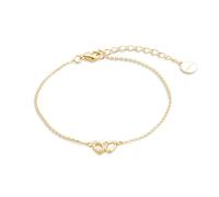Xenox Sterling Silber Armband XS3570G - 15-18,5 cm - LOVE STORY - Gelbgold Verg. Ankerkette - Herz