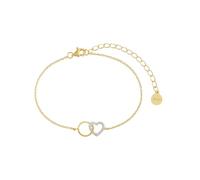 Xenox Sterling Silber Armband XS3612G - 15-20 cm - LOVE STORY - Gelbgold Verg. Karreekette - Herz