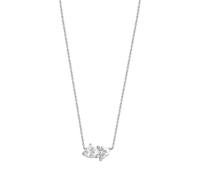 XENOX Damen 925 Sterling Silber Halskette mit Herzen-Anhänger mit Zirkonia in silberfarben - LOVE STORY - XS3600