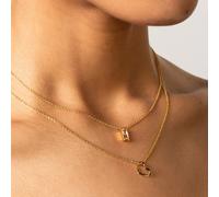 Xenox Sterling Silber Kette XS1756G - 40-45 cm - LOVE STORY - Gelbgold Verg. Kareekette - Herz