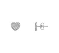Xenox Ohrringe LOVE STORY XS3575 – 925 Sterling Silber Herz mit Zirkonia, silberfarben, Damen