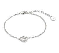 Xenox Damen Armband mit Zirkonia Herzen Charm Anhänger 18,5 Silber XS3412N