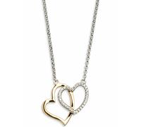 XENOX® LOVE STORY Halskette - Damen Halskette aus hochwertigem 925/- Sterlingsilber mit zwei Herz-Anhänger | XS2776G