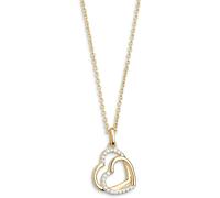 Xenox Sterling Silber Kette XS3423G - 40-45 cm - LOVE STORY - Gelbgold Verg. Kareekette - Herz